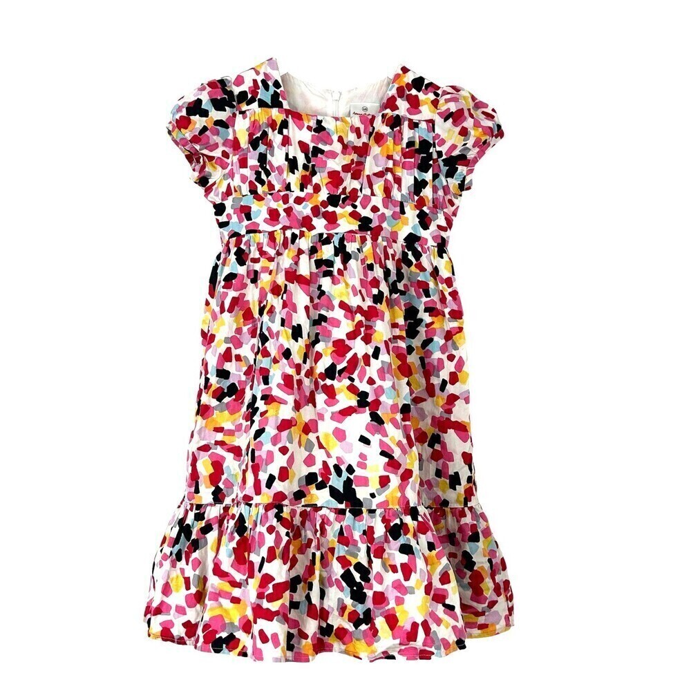 Hanna Andersson Paint Splatter Size 120 US Sz 6 7 Girls Dress Colorful Cotton R2